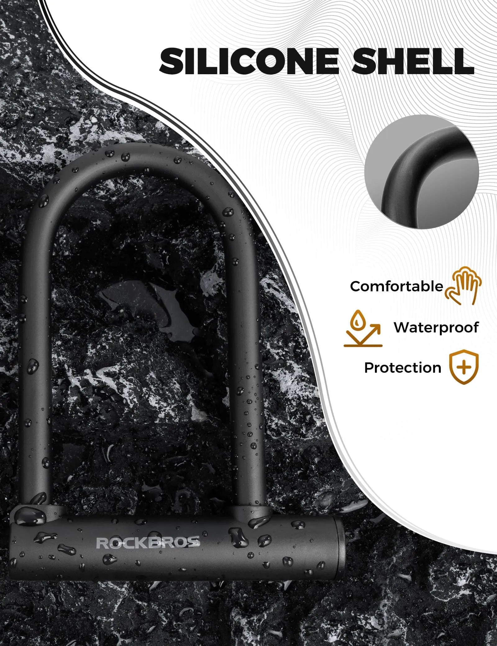 rockbros bike carbon steel anti theft u lock 13mm heavy duty with mounting bracket silicone coated for commuting 