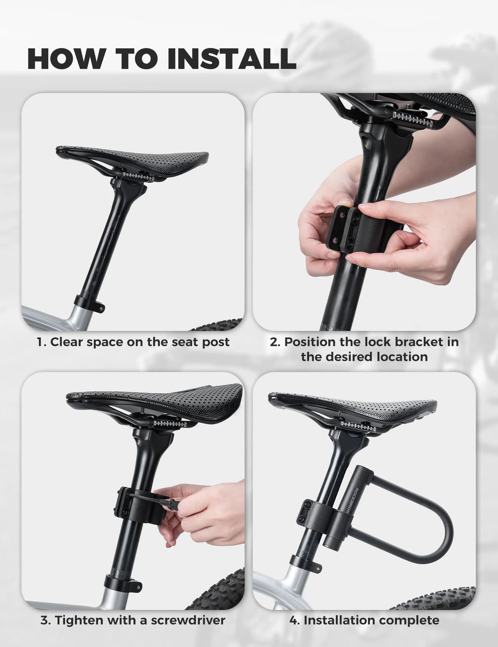 rockbros bike carbon steel anti theft u lock 13mm heavy duty with mounting bracket silicone coated for commuting 