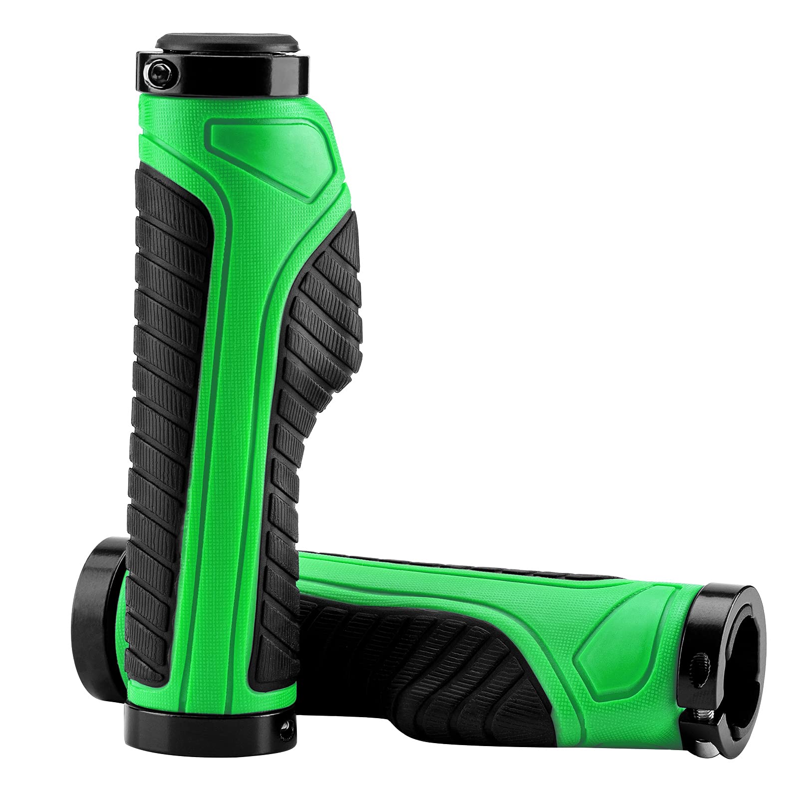 ROCKBROS bike handle grips with ergonomic design and lock-on clamps for MTB
#Color_Green