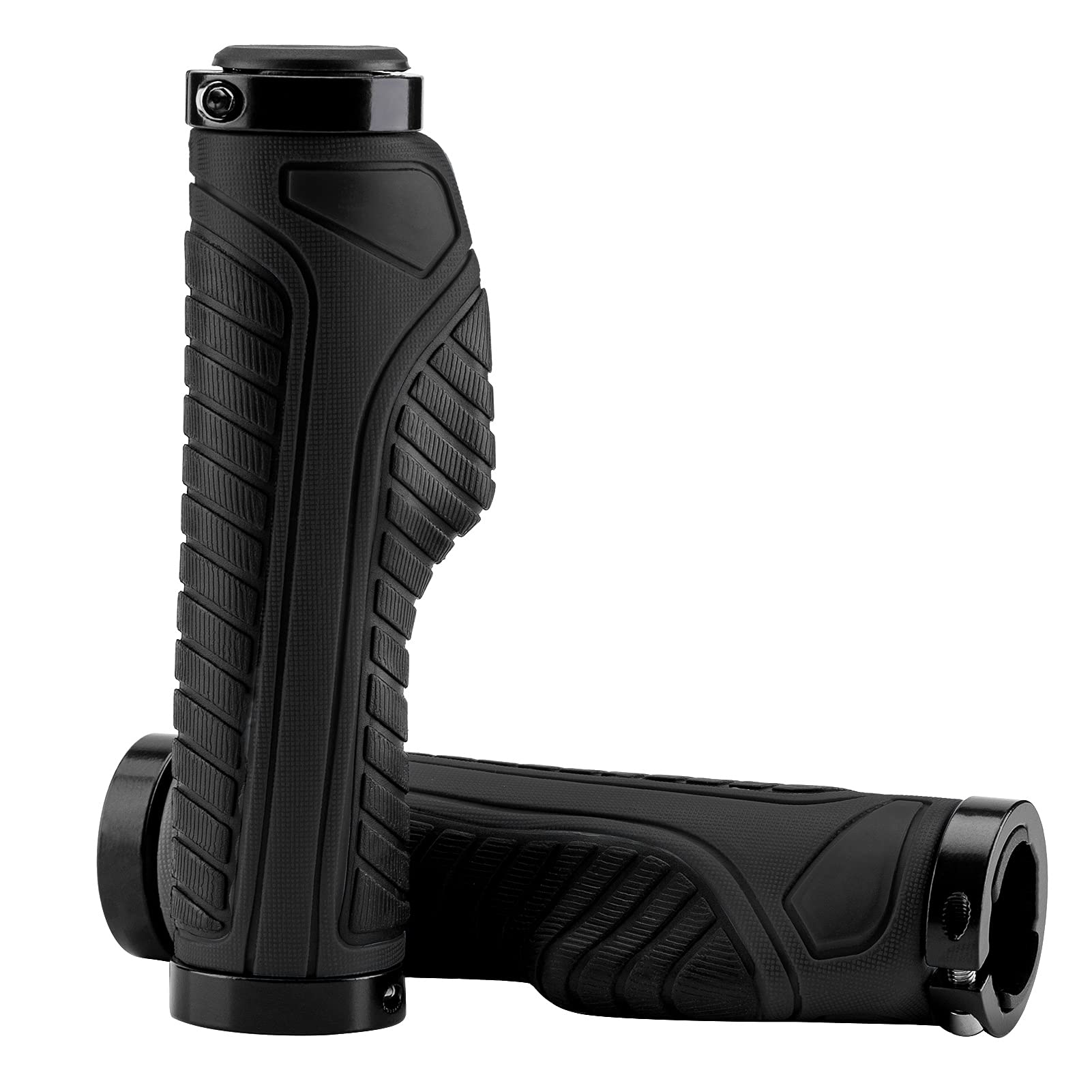 ROCKBROS bike handle grips with ergonomic design and lock-on clamps for MTB
#Color_Black