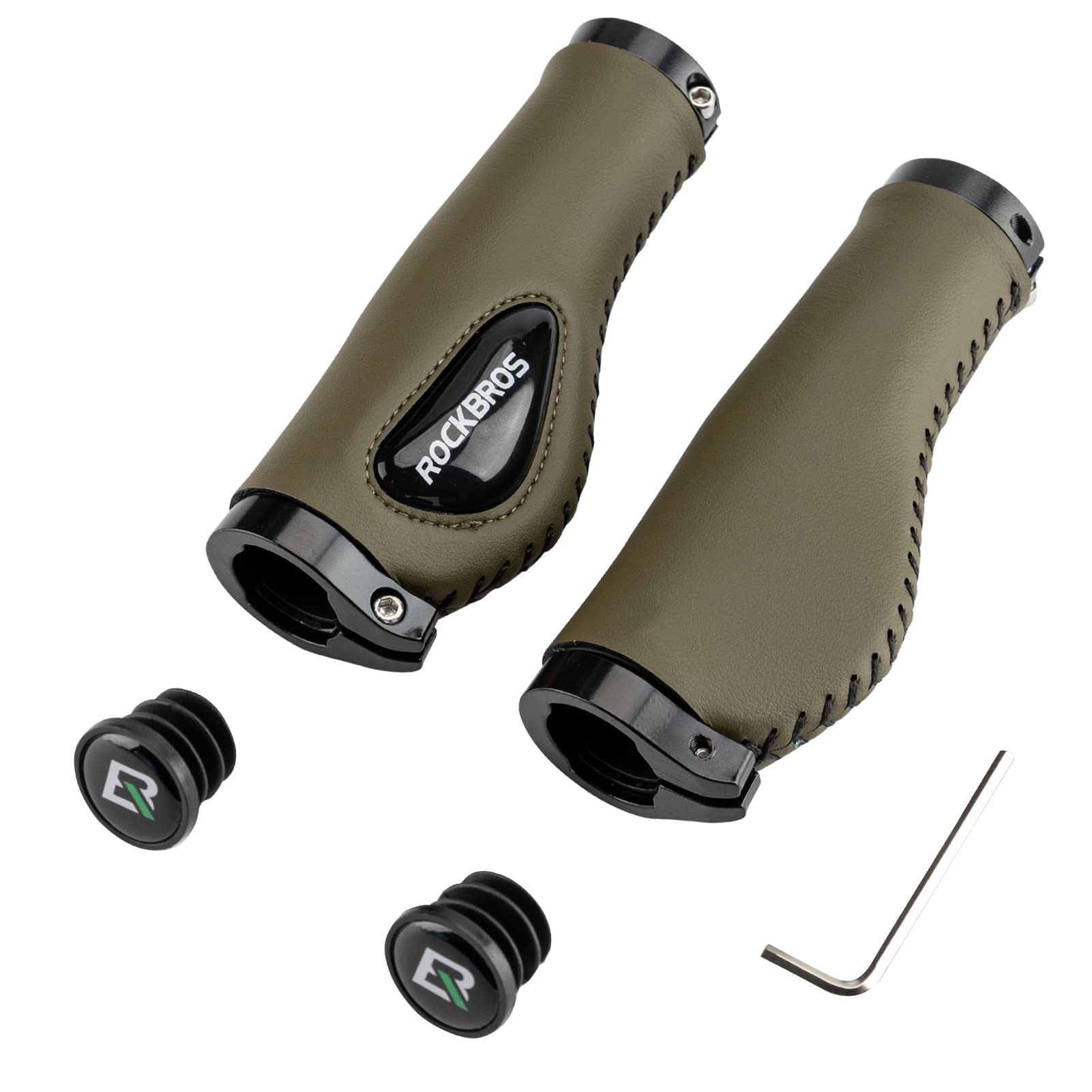 ROCKBROS bike handlebar grips showing ergonomic design and comfort
#Color_Green