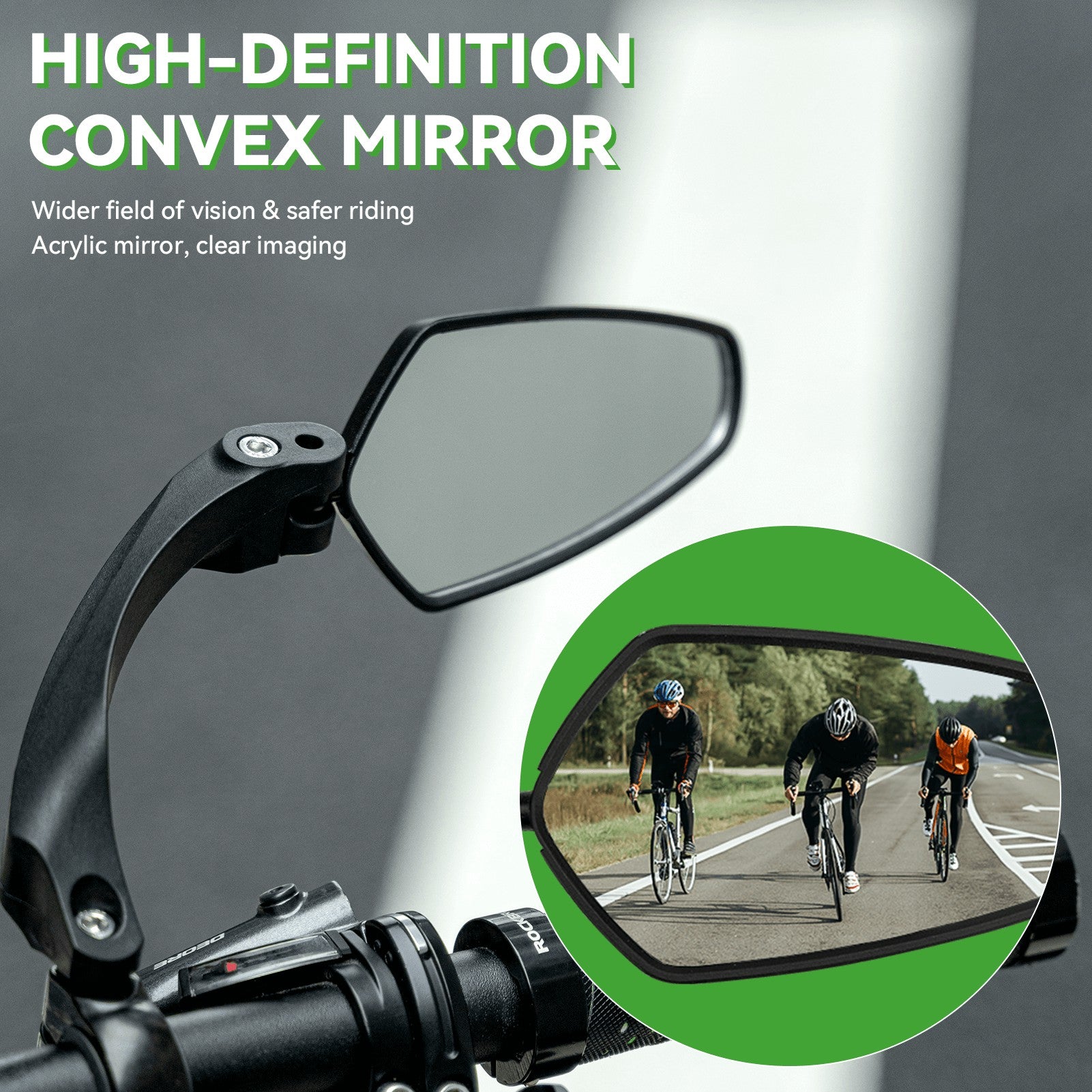 ROCKBROS adjustable bike handlebar rear view mirror with HD anti-glare lens and durable
#Style_Right