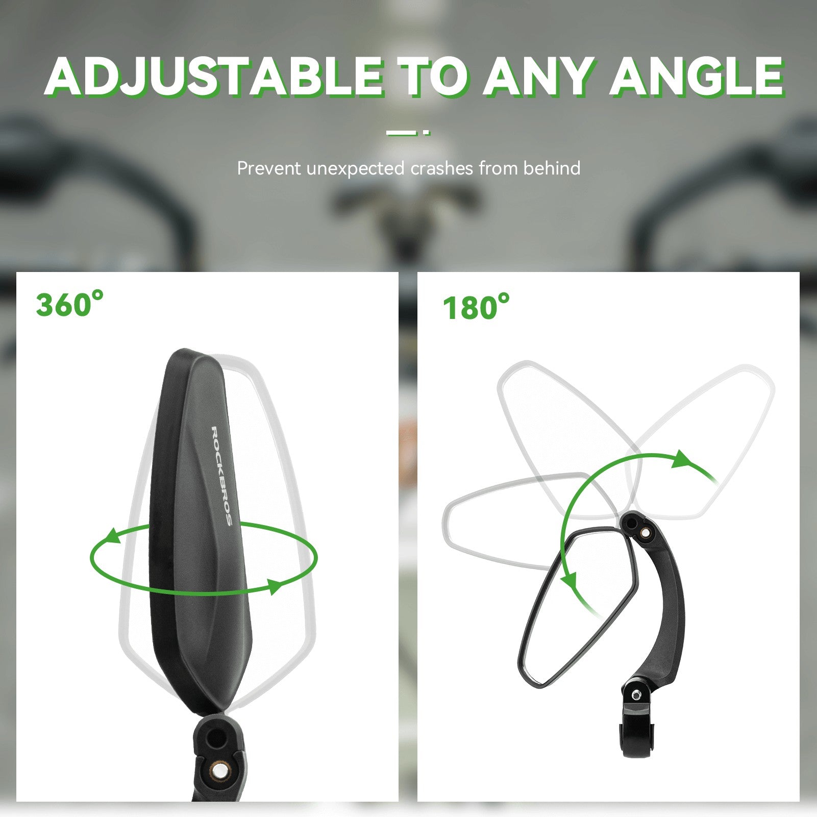 ROCKBROS adjustable bike handlebar rear view mirror with HD anti-glare lens and durable