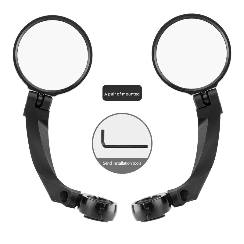 ROCKBROS adjustable bike handlebar rear view mirror with HD anti-glare lens and durable
#Style_Round