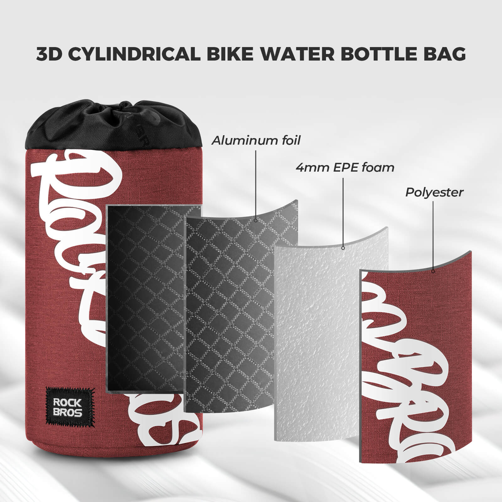 ROCKBROS Bike Handlebar Water Bottle Bag
#Color_Red