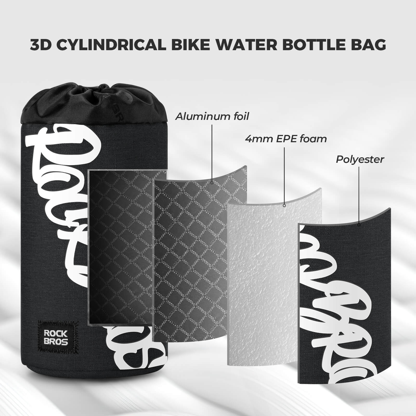 ROCKBROS Bike Handlebar Water Bottle Bag
#Color_Black