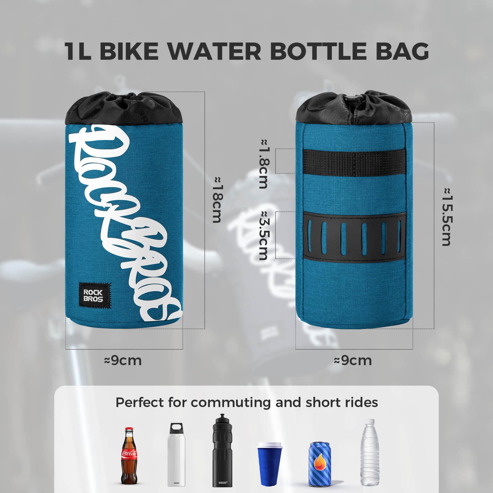 ROCKBROS Bike Handlebar Water Bottle Bag
#Color_Blue