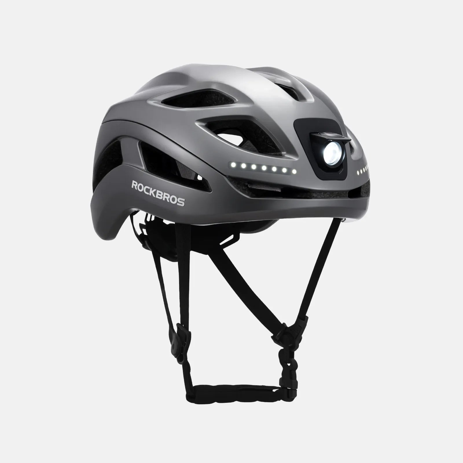 ROCKBROS bike helmet with LED front and rear lights for night cycling safety
#Color_Titanium