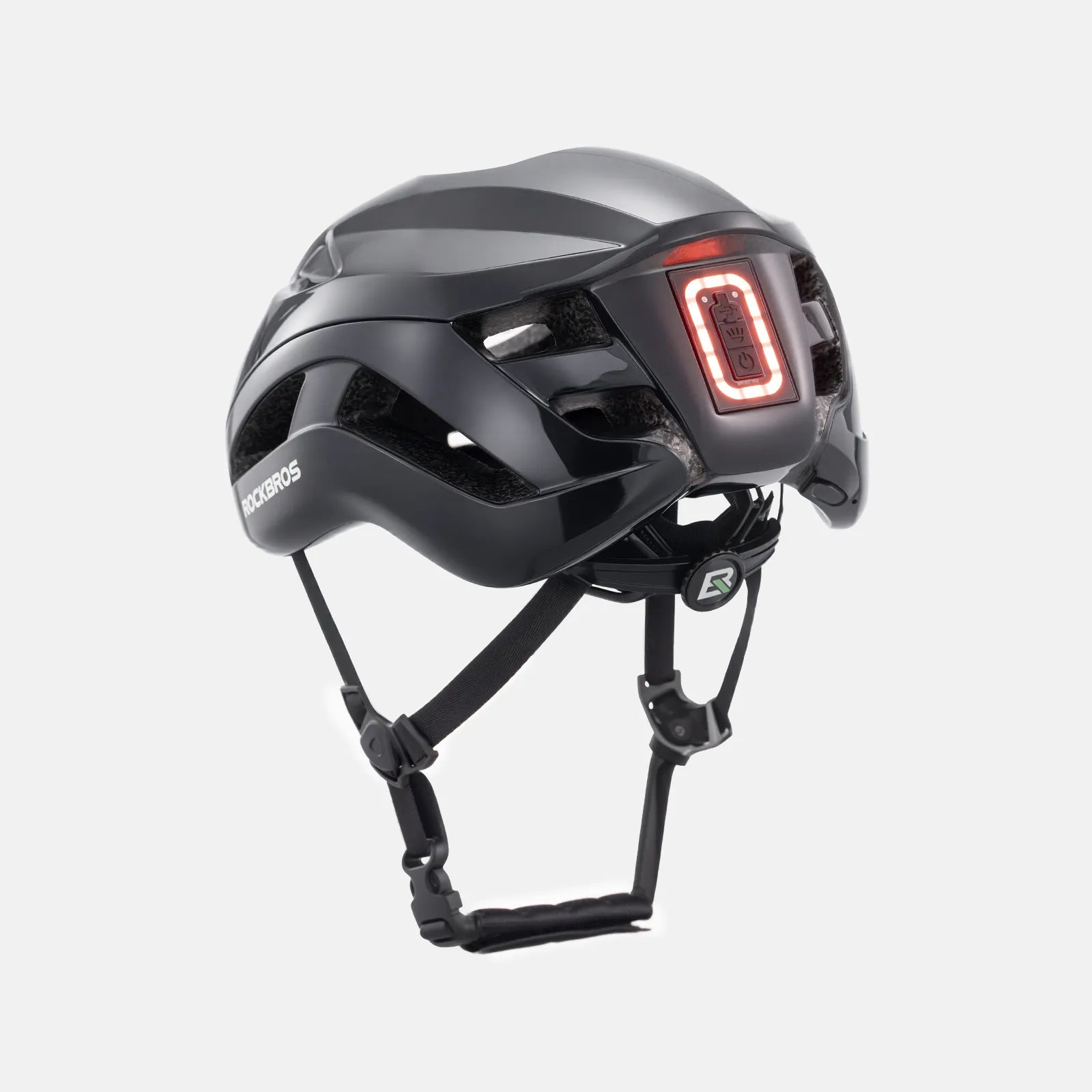 ROCKBROS bike helmet with LED front and rear lights for night cycling safety
#Color_Glossy Black