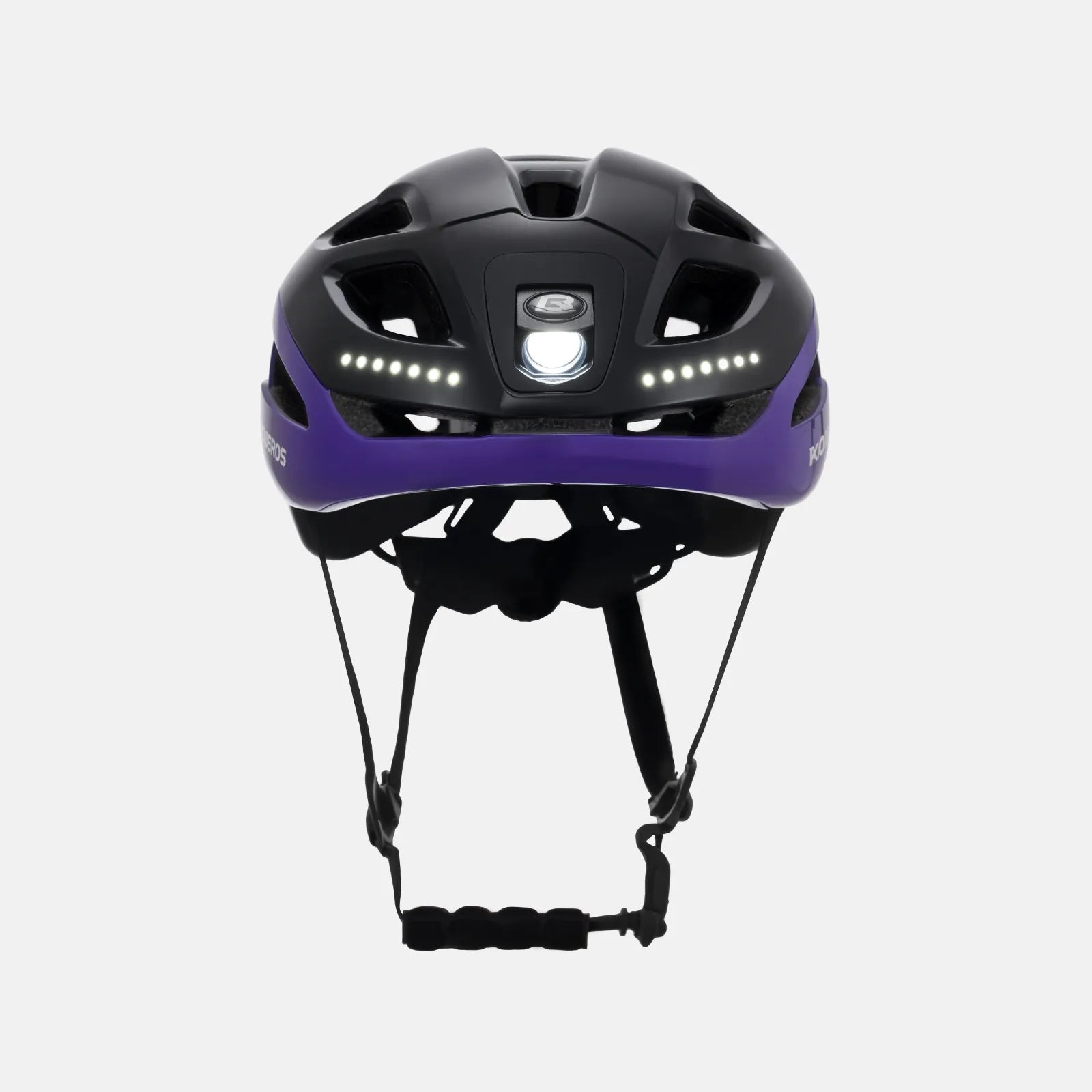 ROCKBROS bike helmet with LED front and rear lights for night cycling safety
#Color_Black Purple