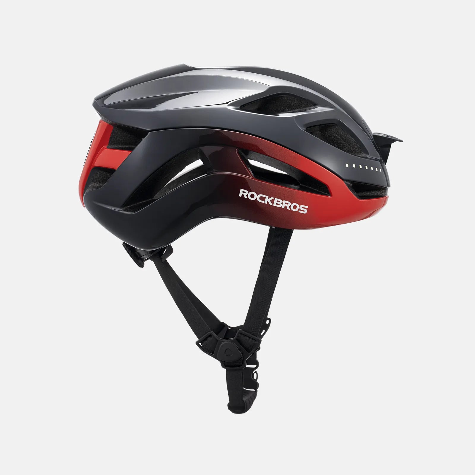 ROCKBROS bike helmet with LED front and rear lights for night cycling safety
#Color_Black Red