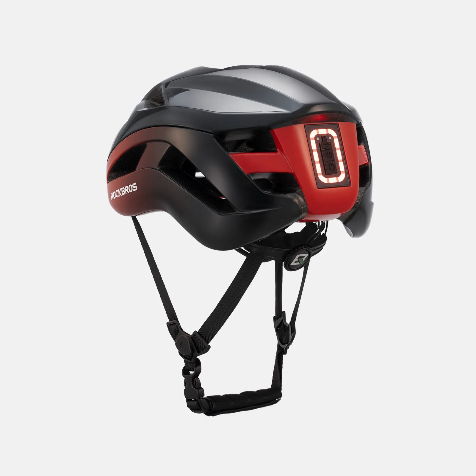 ROCKBROS bike helmet with LED front and rear lights for night cycling safety
#Color_Black Red