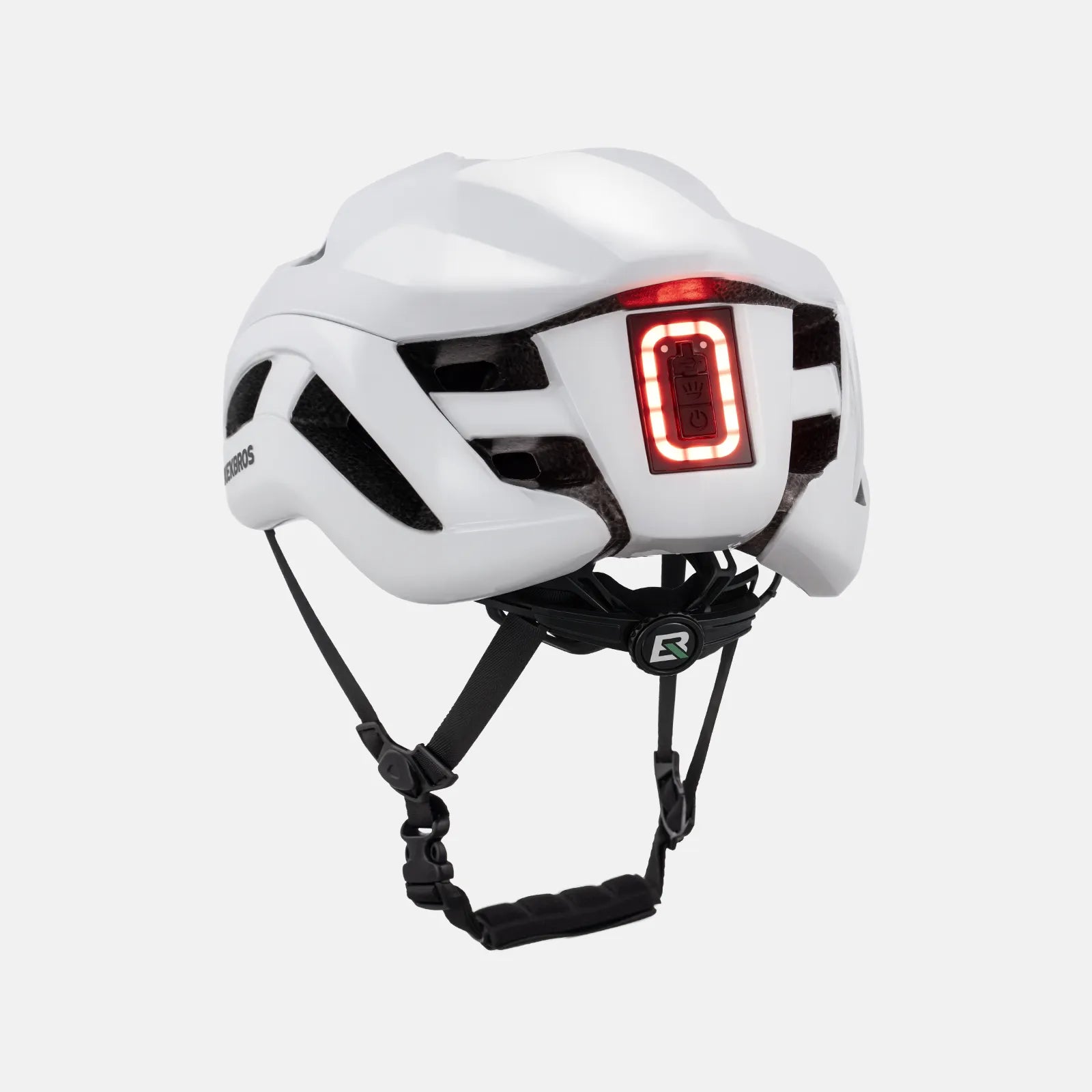 ROCKBROS bike helmet with LED front and rear lights for night cycling safety
#Color_White