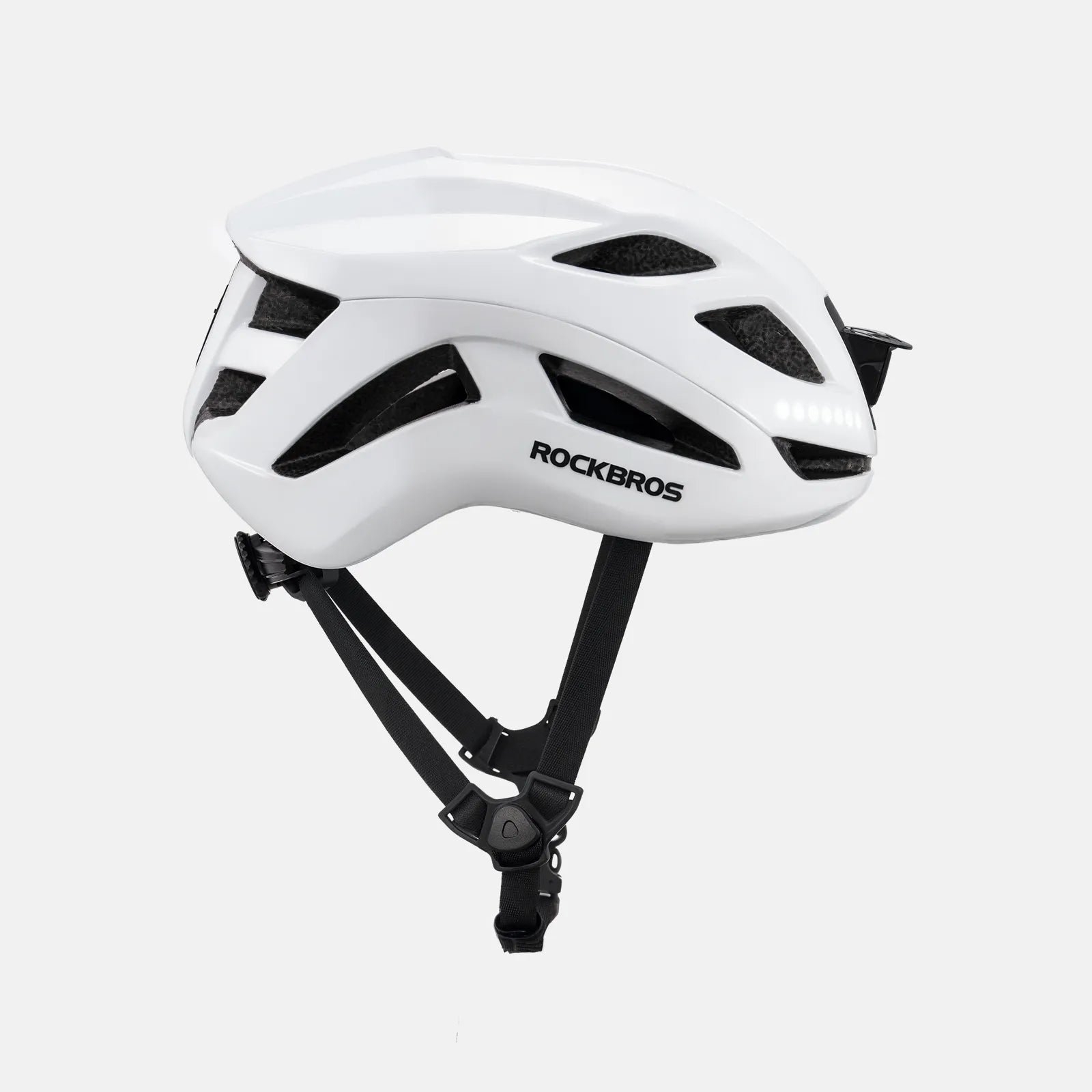 ROCKBROS bike helmet with LED front and rear lights for night cycling safety
#Color_White