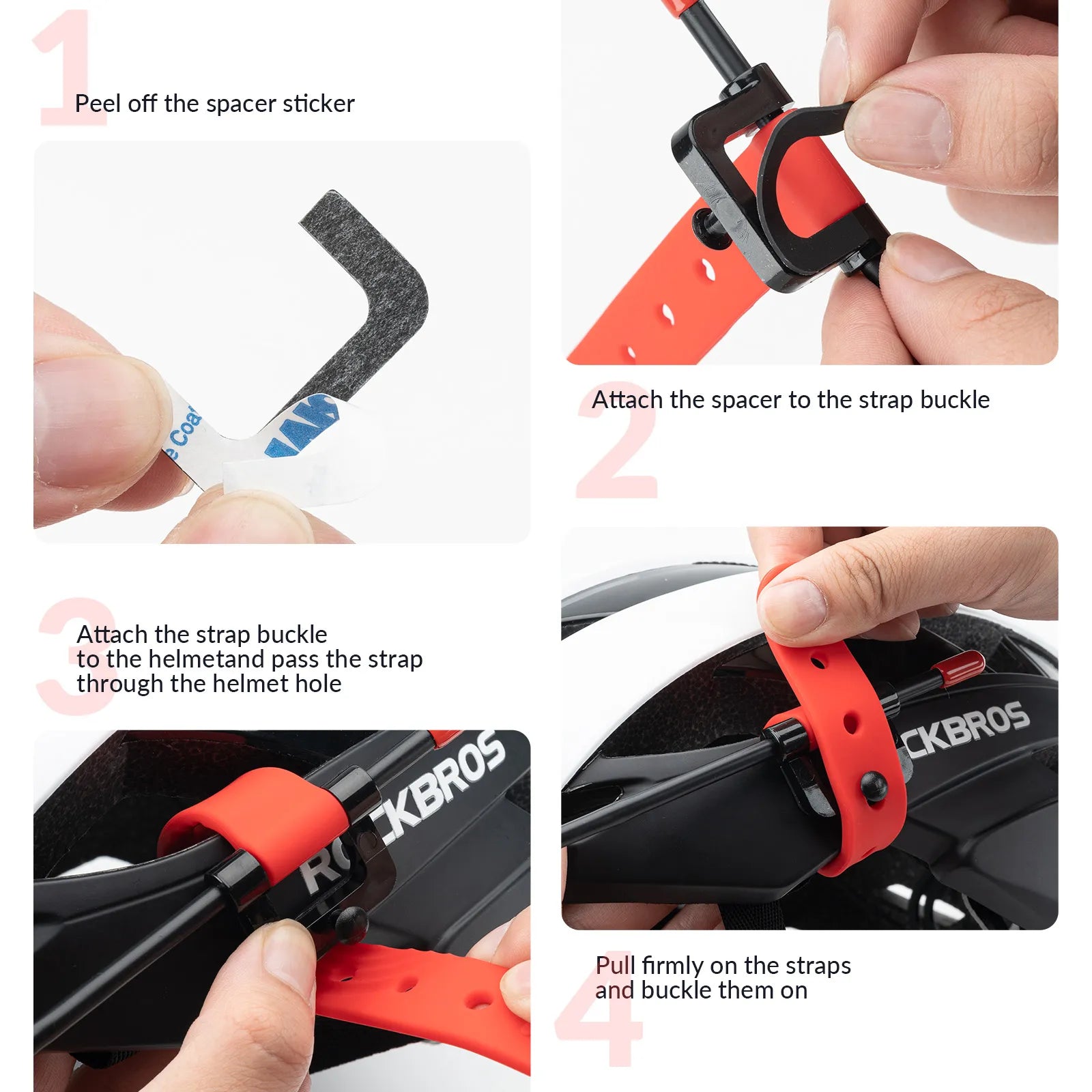 ROCKBROS adjustable bike helmet rear view mirror with wide angle convex lens
#Color_Red