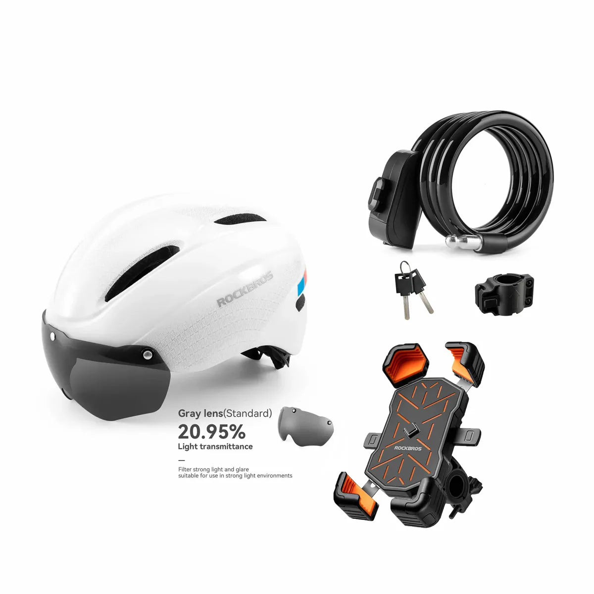Helmet, Lock & Phone Mount | Commuter Safety Kit