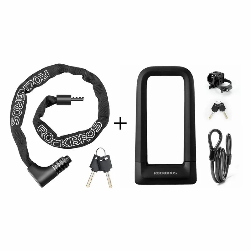 Bike Lock Set with U-Lock and Combination Chain Lock