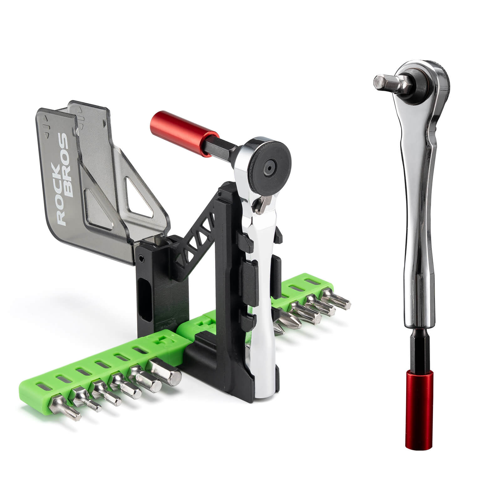 ROCKBROS bike mini ratchet tool set with aluminum handle and magnetic bit holder