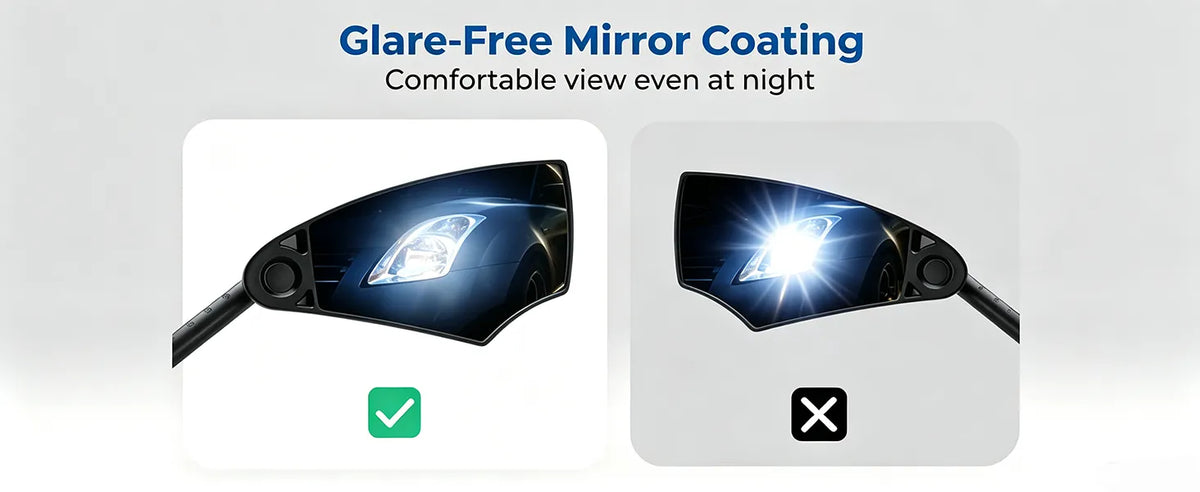 ROCKBROS bike mirror with anti-glare coating for clear vision during daytime and night riding
