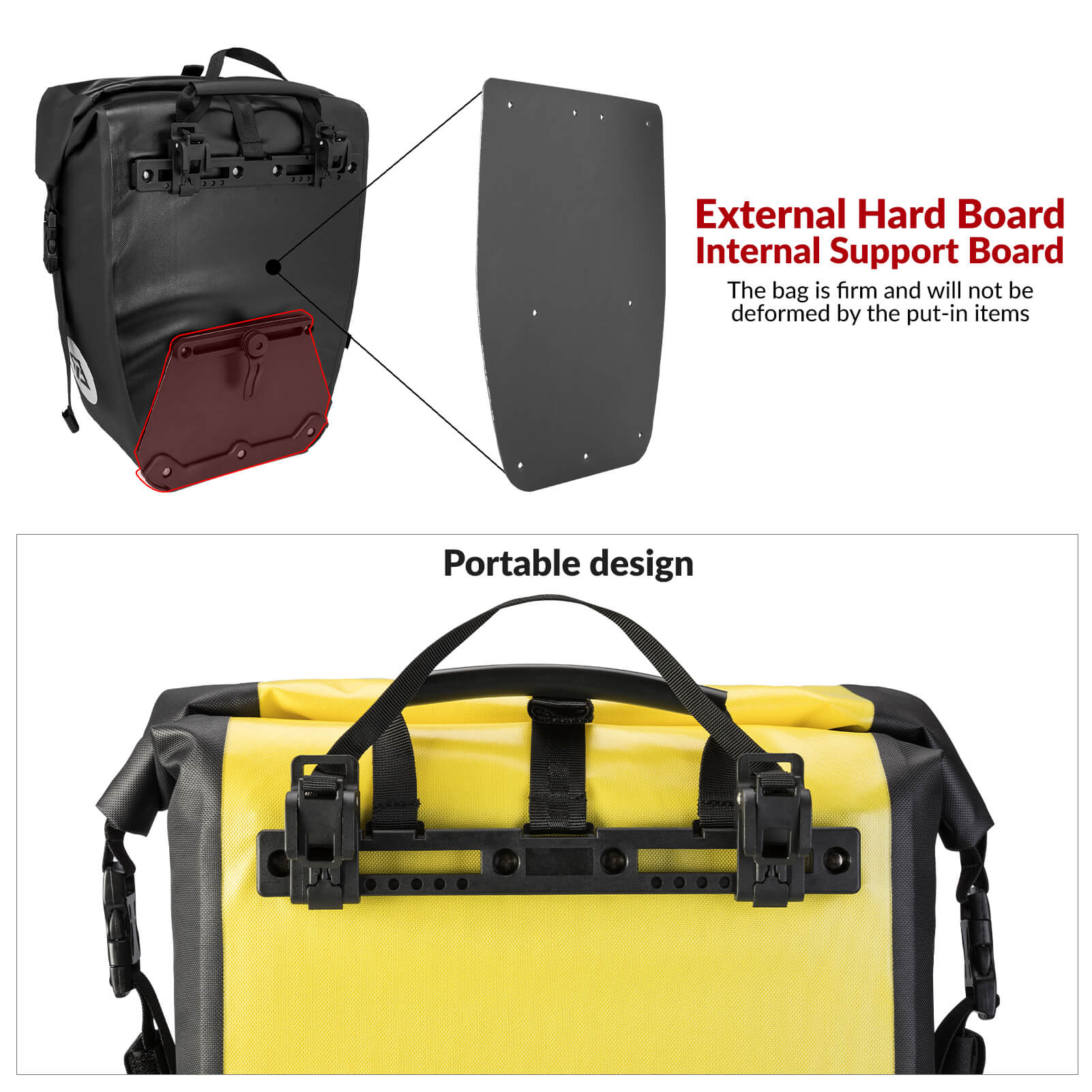 ROCKBROS 27L waterproof bike pannier bag for rear rack with large capacity