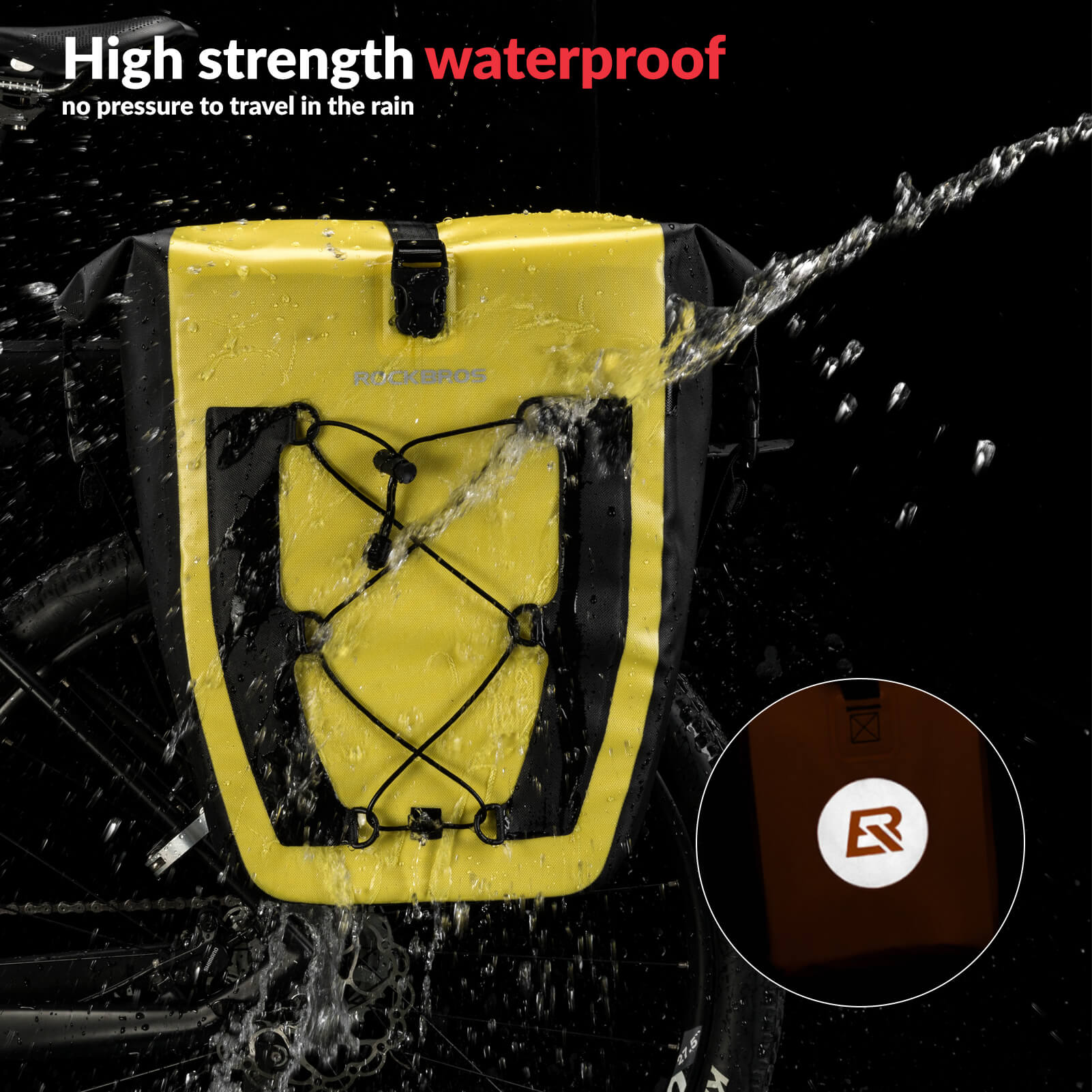 ROCKBROS Waterproof bike pannier made with 840D nylon and TPU coating for rainy rides