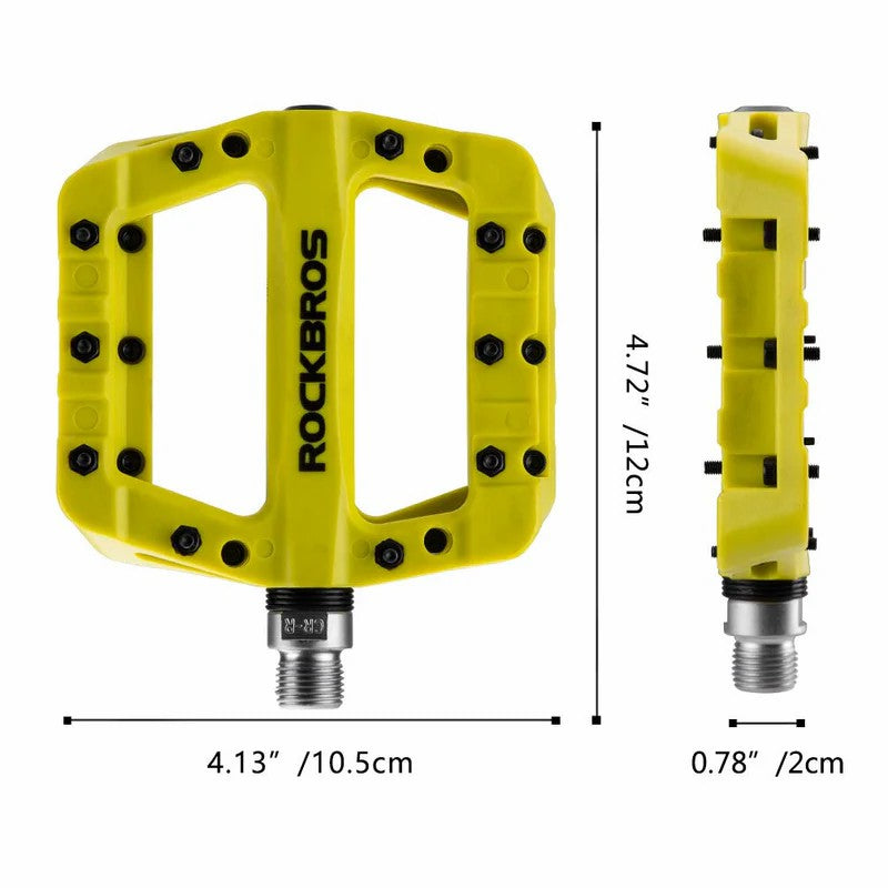 ROCKBROS 9/16" nylon bike pedals with high-speed bearings for smooth cycling performance
#Color_Green