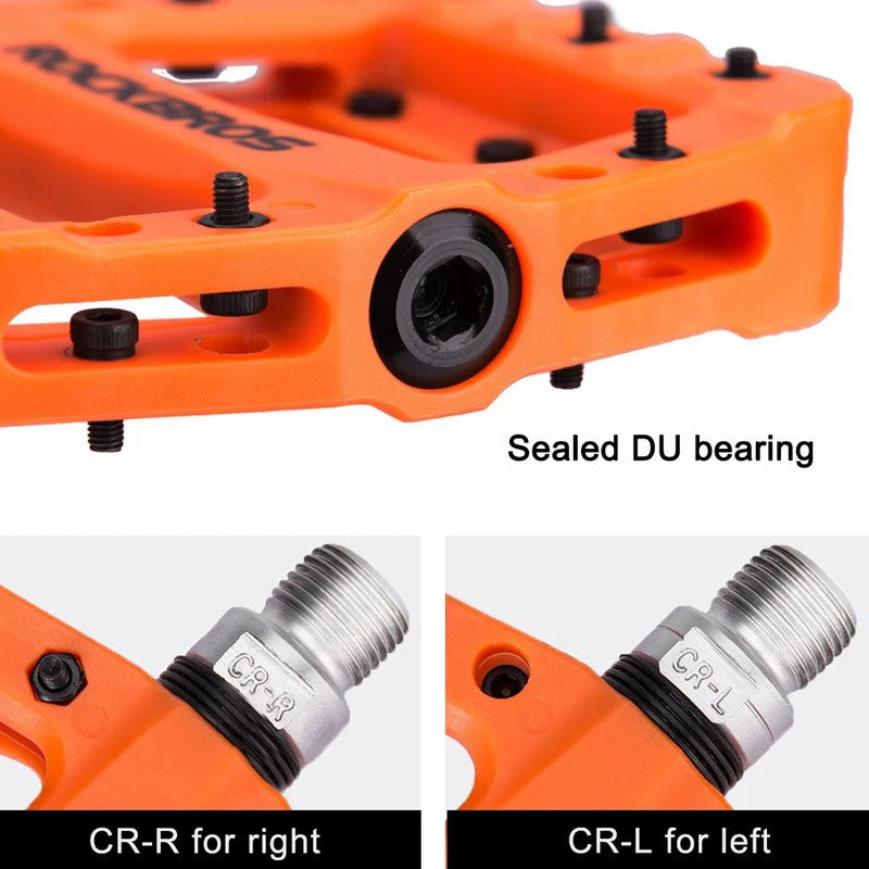 ROCKBROS 9/16" nylon bike pedals with high-speed bearings for smooth cycling performance
#Color_Orange