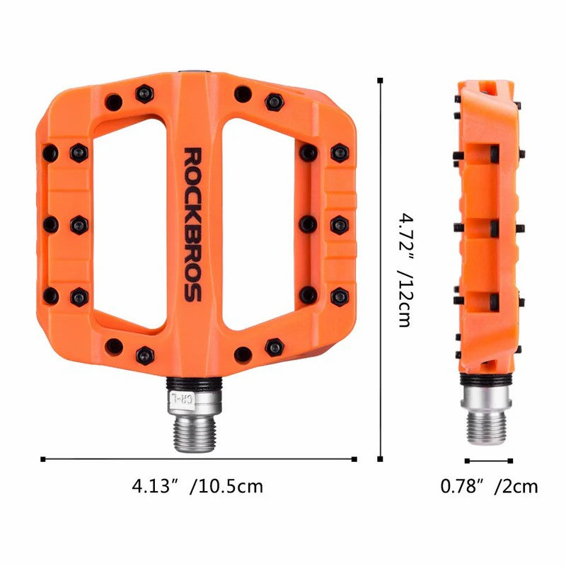 ROCKBROS 9/16" nylon bike pedals with high-speed bearings for smooth cycling performance
#Color_Orange