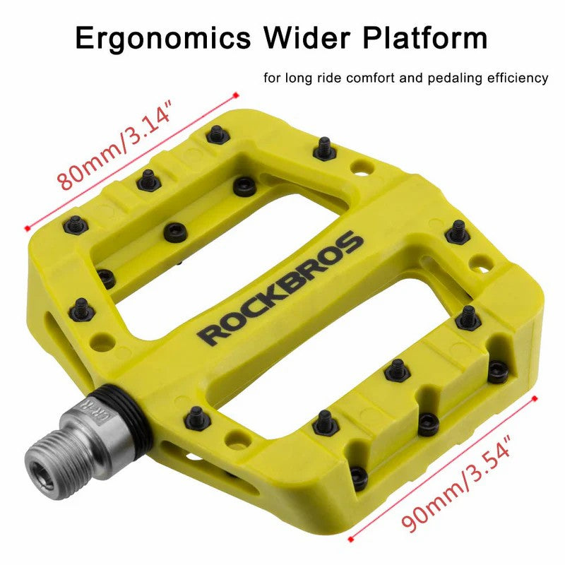 ROCKBROS 9/16" nylon bike pedals with high-speed bearings for smooth cycling performance
#Color_Green
