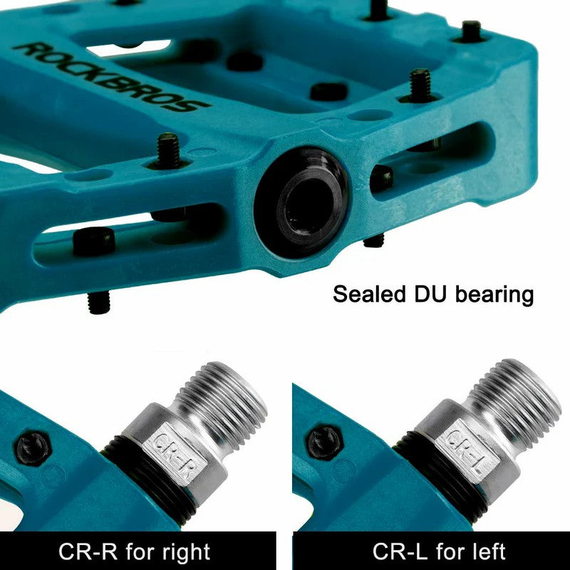 ROCKBROS 9/16" nylon bike pedals with high-speed bearings for smooth cycling performance
#Color_Blue