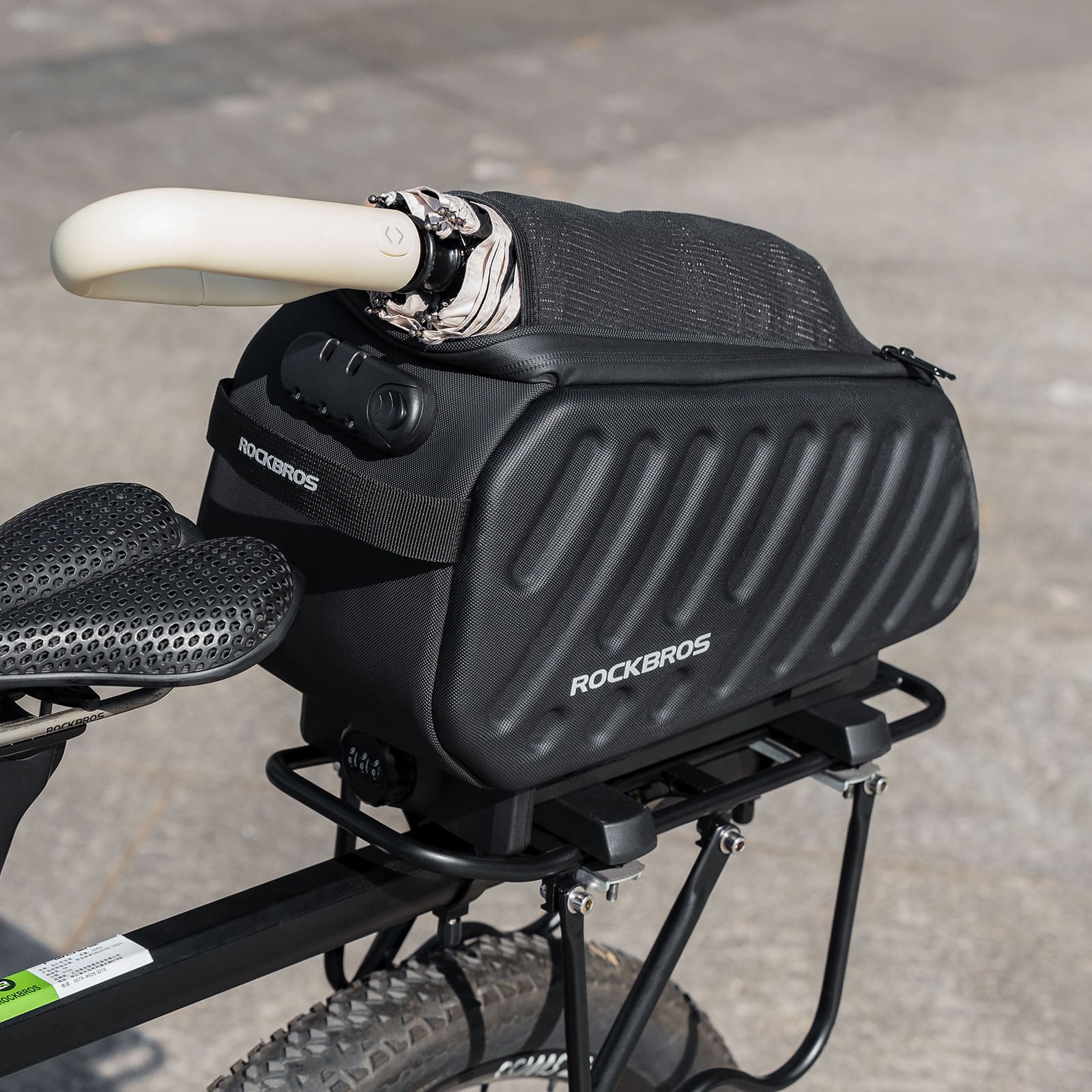 ROCKBROS Double Combination Lock Large Capacity Bike Rear Rack Bag for Commuting and Cycling