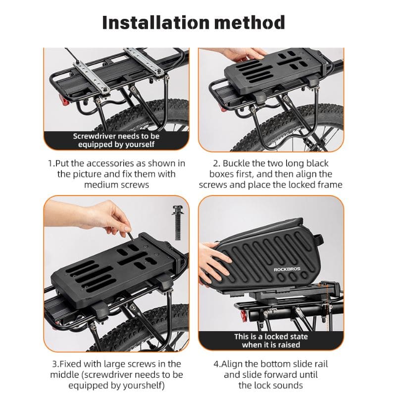 ROCKBROS Double Combination Lock Large Capacity Bike Rear Rack Bag for Commuting and Cycling