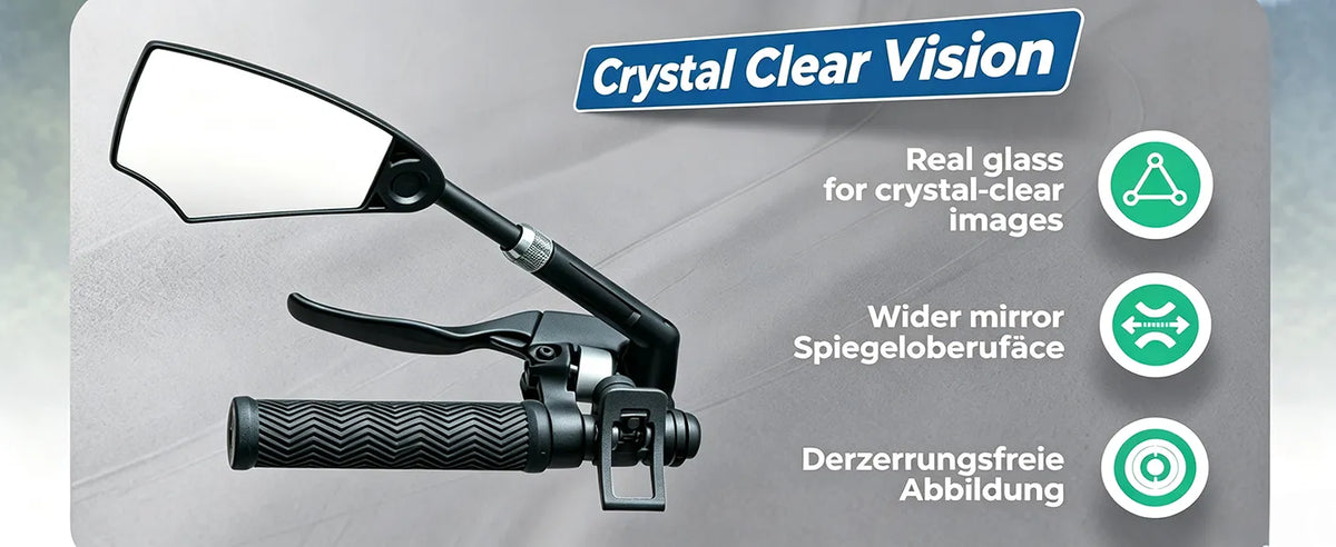 ROCKBROS bike rear view mirror with wide angle glass for clear rear visibility and safer riding