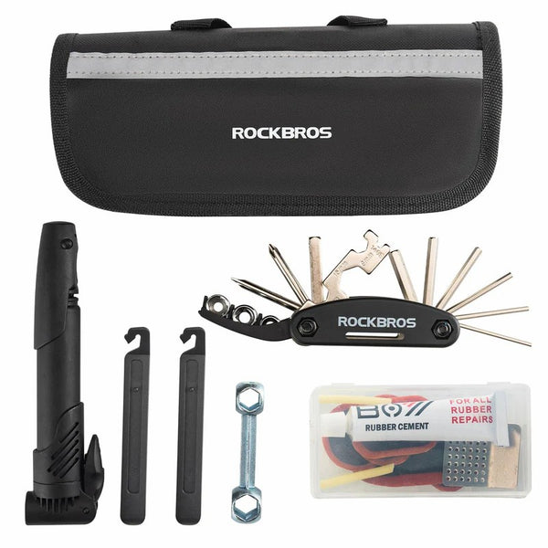 ROCKBROS Bike Repair Tool Kit with Mini Pump and 16-in-1 Multi Tool