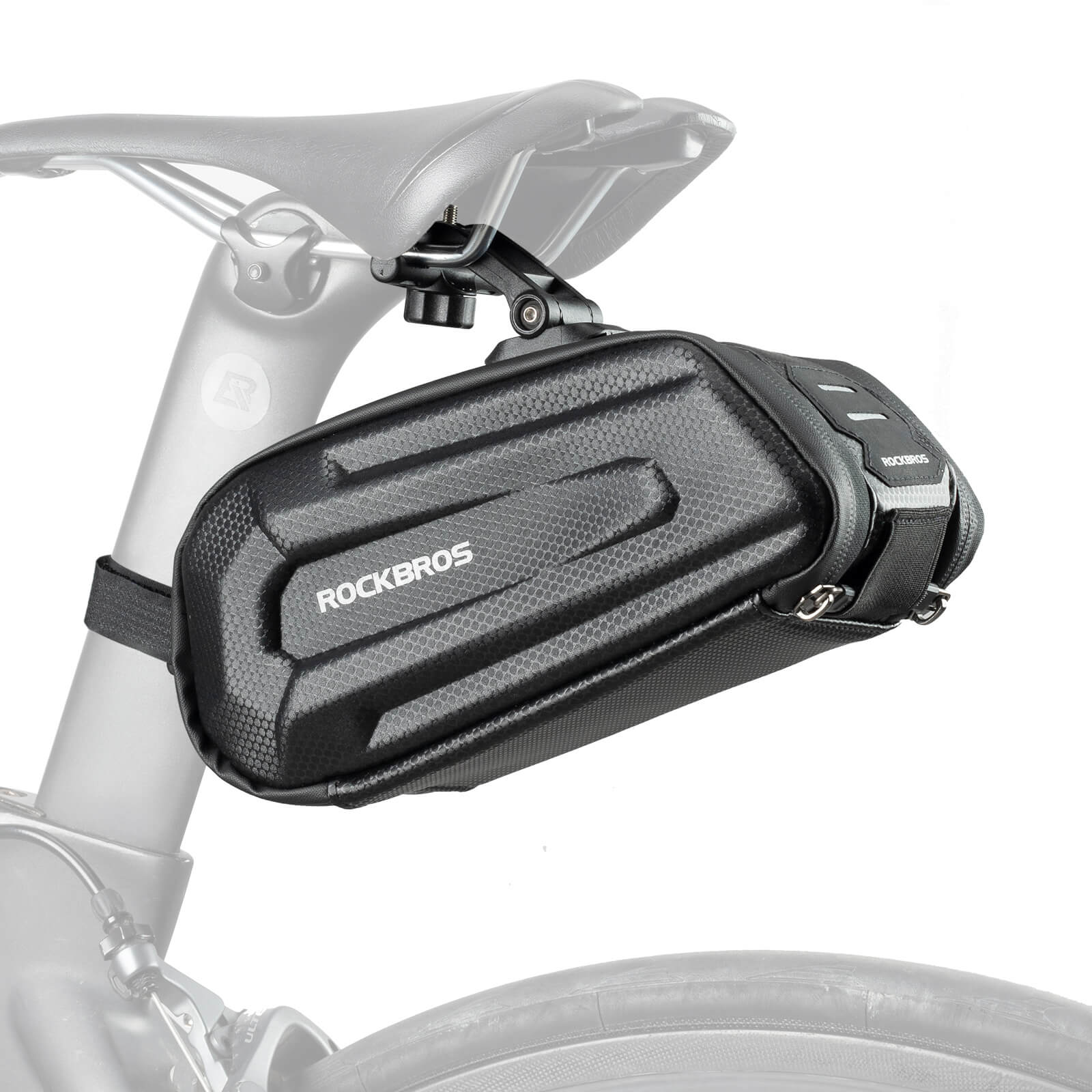 ROCKBROS Hard Shell Large Capacity Bike Saddle Bag with Rear Seat Mount, Reflective and Durable for Road and Mountain Cycling