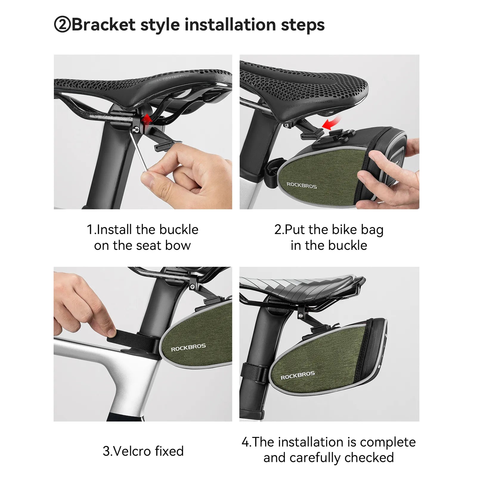 ROCKBROS bike saddle bag with removable smart tail light for commuting and night riding