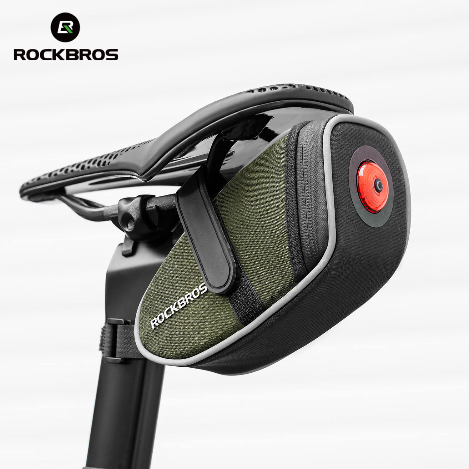 ROCKBROS bike saddle bag with detachable tail light 0.45L waterproof cycling seat bag