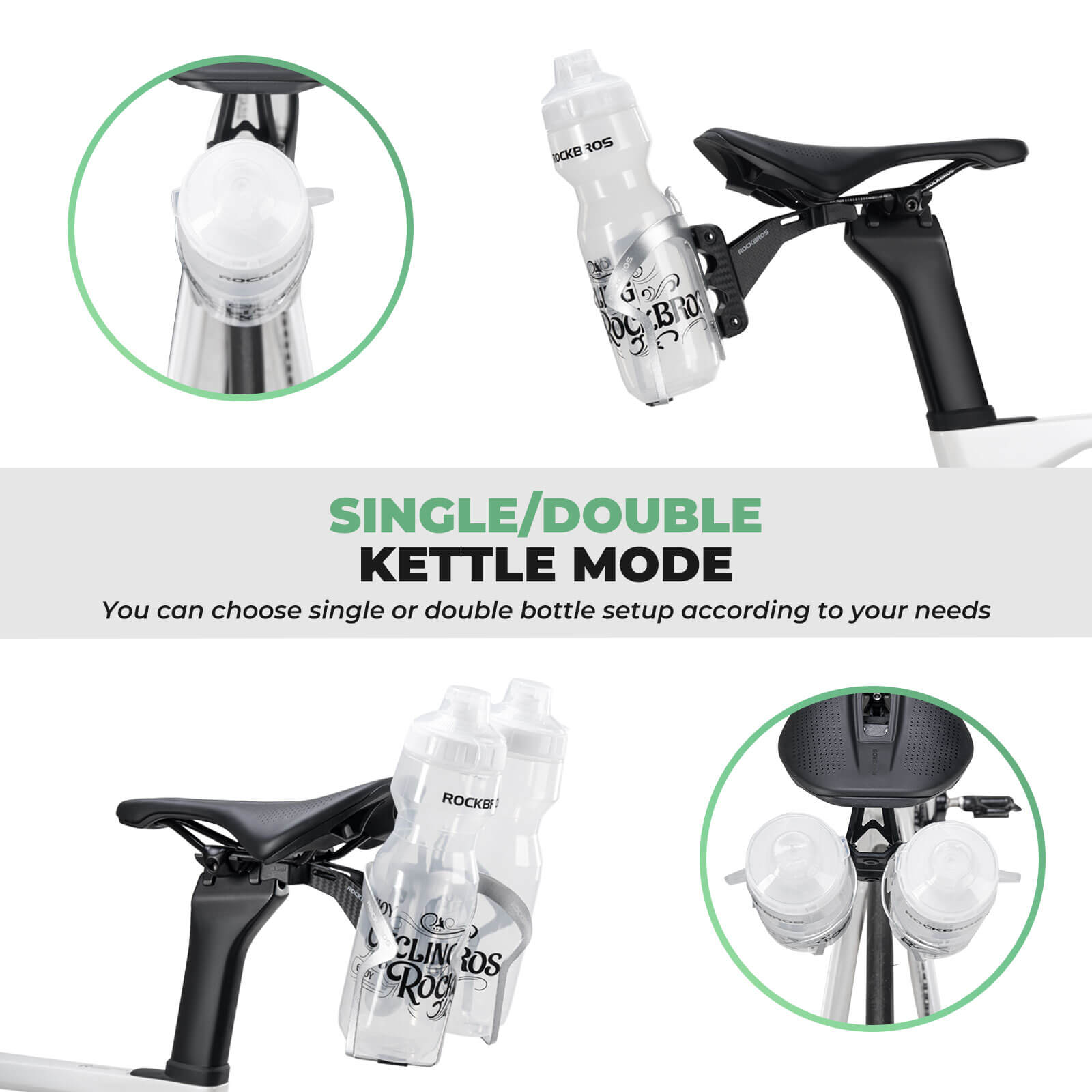ROCKBROS bike saddle bottle holder mount rear hydration bracket for road MTB and commuter bikes