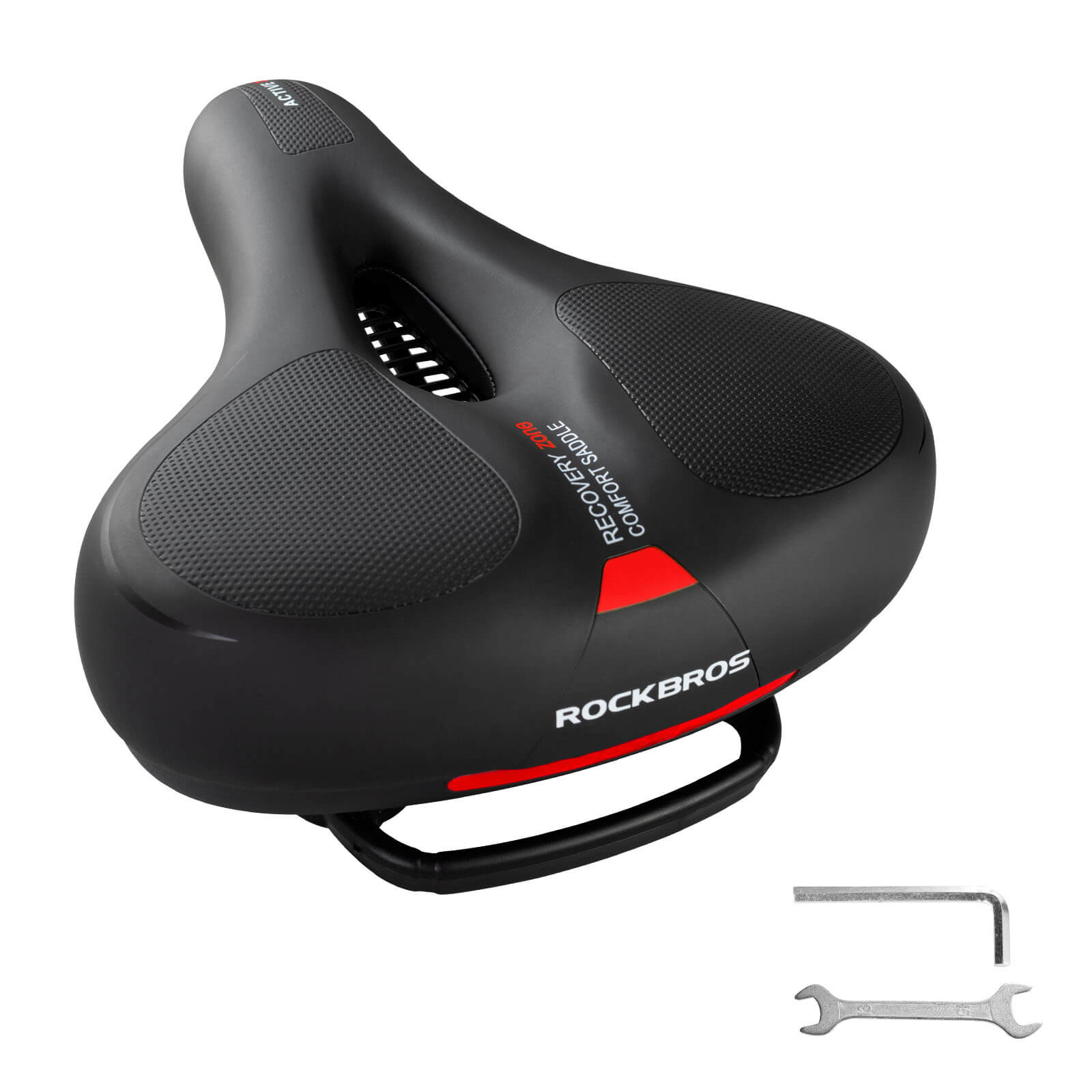 ROCKBROS bike saddle with shock-absorbing system for maximum comfort on rough terrain.
#Color_Red