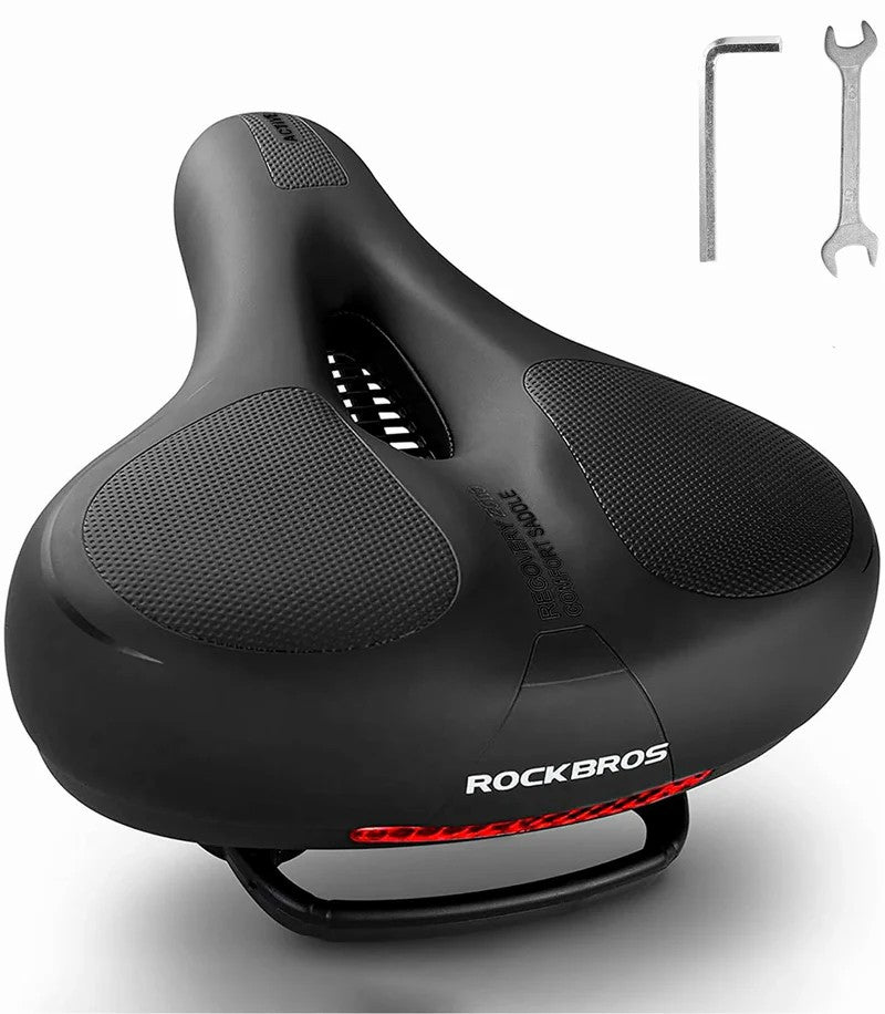 ROCKBROS bike saddle with shock-absorbing system for maximum comfort on rough terrain.
#Color_Black