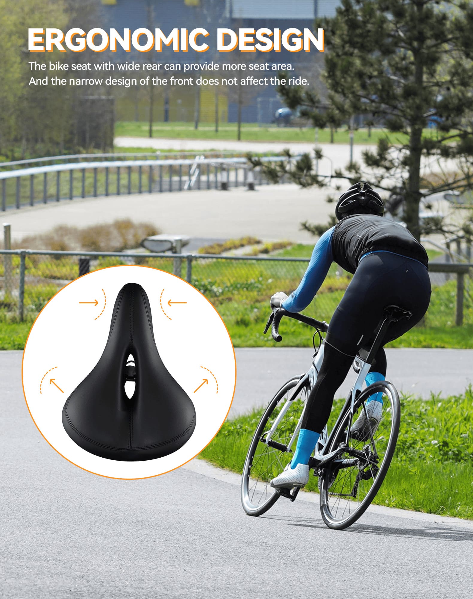 Bike Saddle:Rockbros Built-In Rear Warning Light Bike Saddle for Night Riding