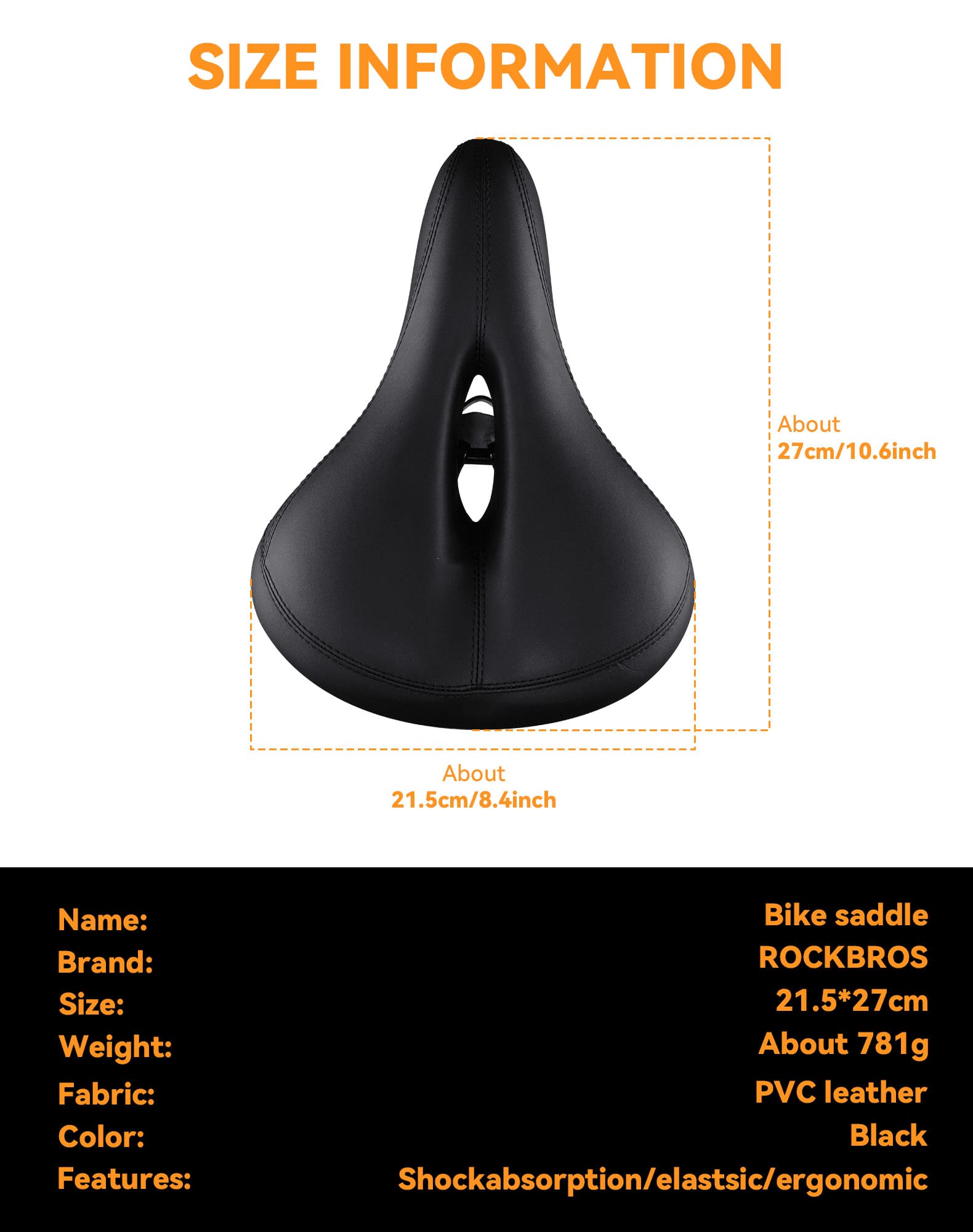 Bike Saddle:Rockbros Built-In Rear Warning Light Bike Saddle for Night Riding