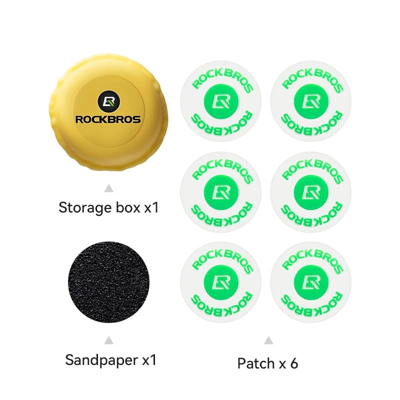 ROCKBROS Glueless bike tire repair patch kit with 6 self-adhesive patches and sandpaper for quick emergency repair