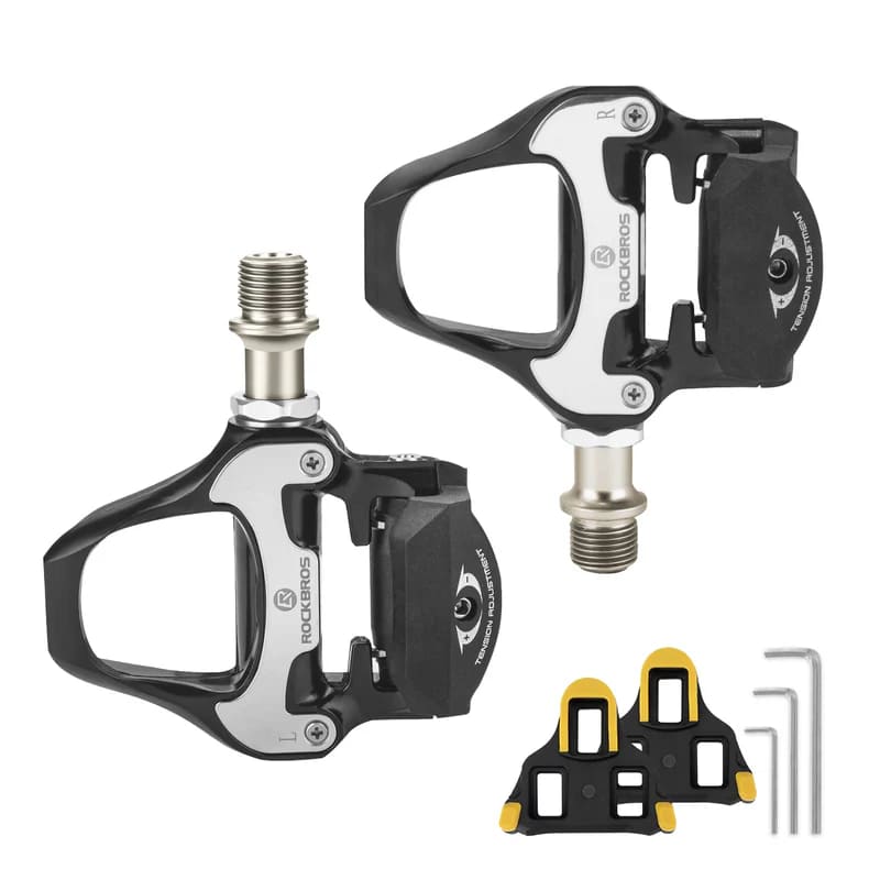 ROCKBROS Aluminum Alloy Road Bike Clipless Pedals with Cleats for Efficient Cycling