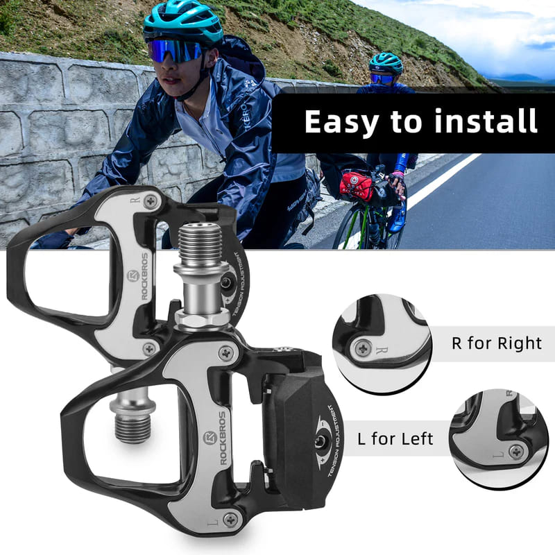 ROCKBROS Road Bike Pedals Featuring Left/Right Markings for Easy and Quick Setup