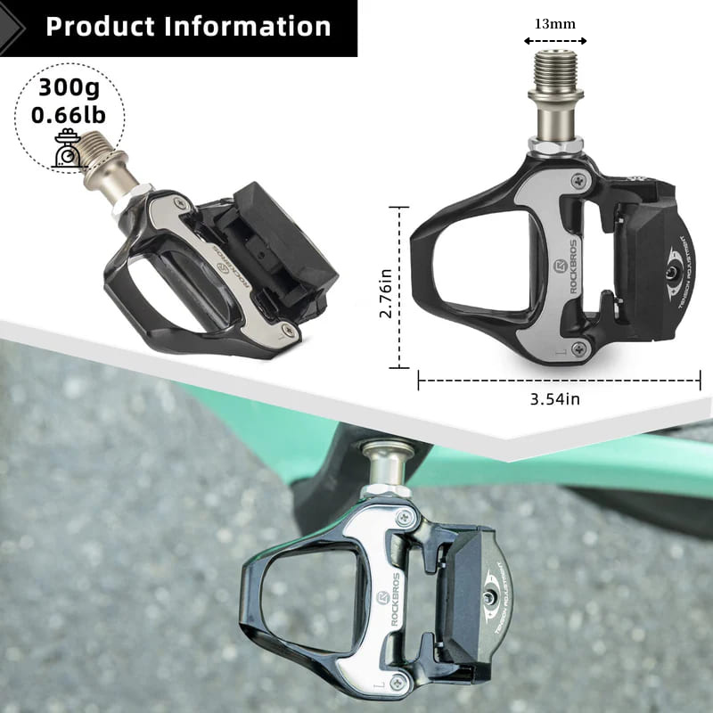 ROCKBROS Durable Road Bike Self-Locking Pedals with Cr-Mo Axle and Wide Platform