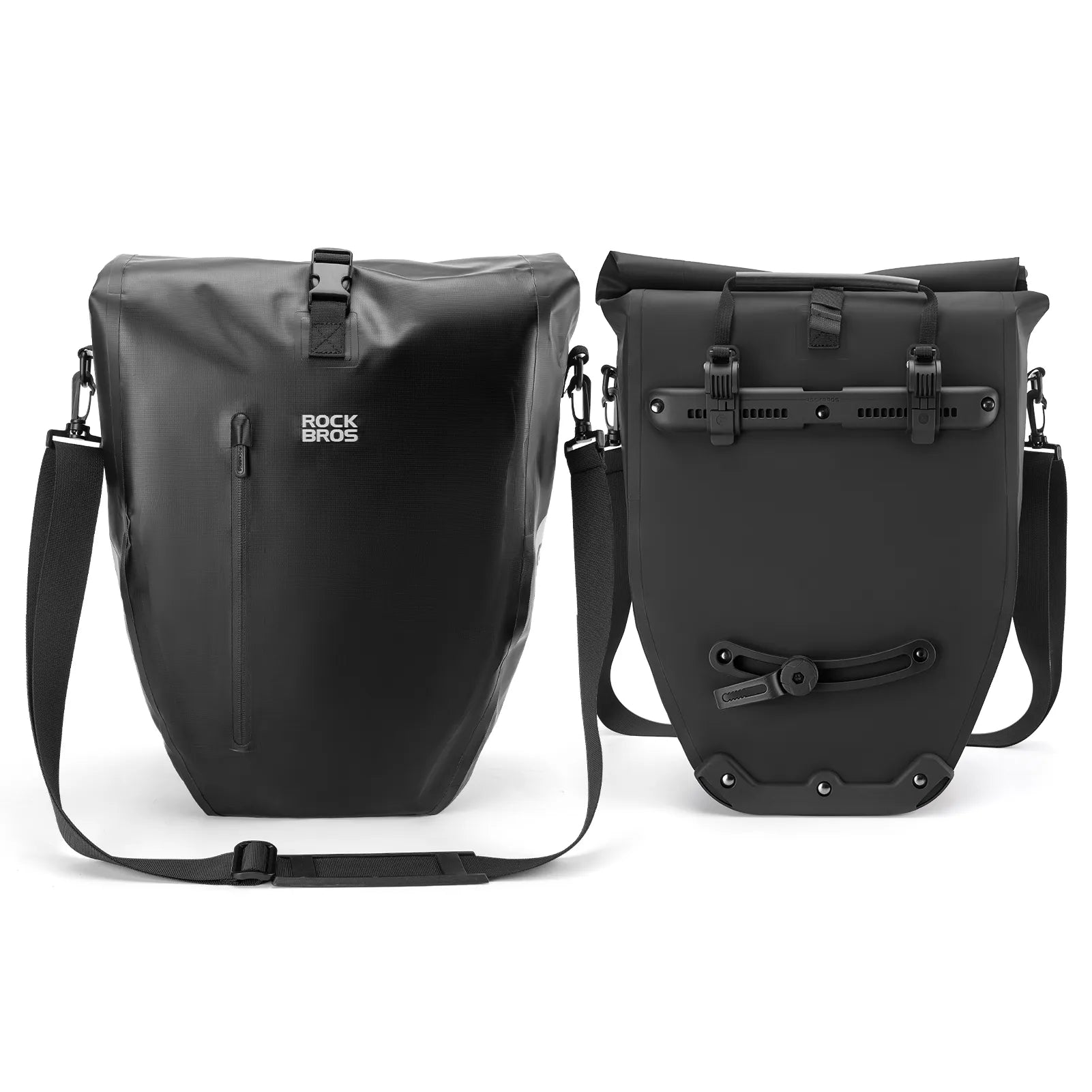 ROCKBROS black waterproof bike pannier 20L roll top rear rack bag
#Color_Black