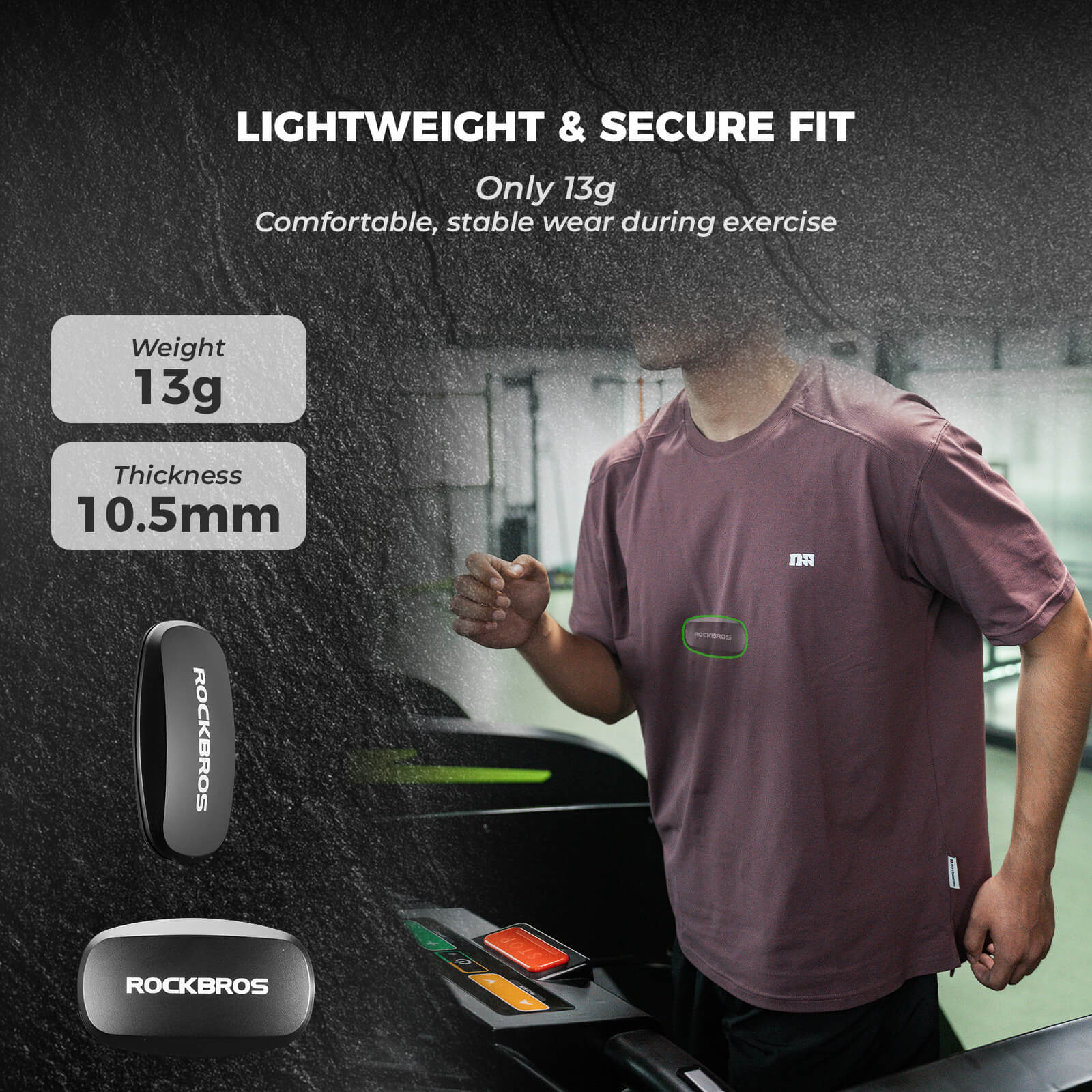 ROCKBROS Bluetooth ANT+ heart rate monitor chest strap for cycling, running, and fitness training