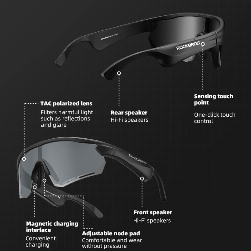 ROCKBROS Bluetooth Cycling Sunglasses – Polarized Smart Glasses with Hands-Free Calls