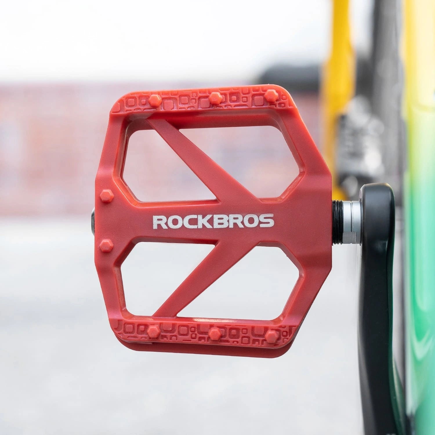 rockbros wide platform nylon bike pedals anti-slip sealed bearing durable for road mtb and commuting